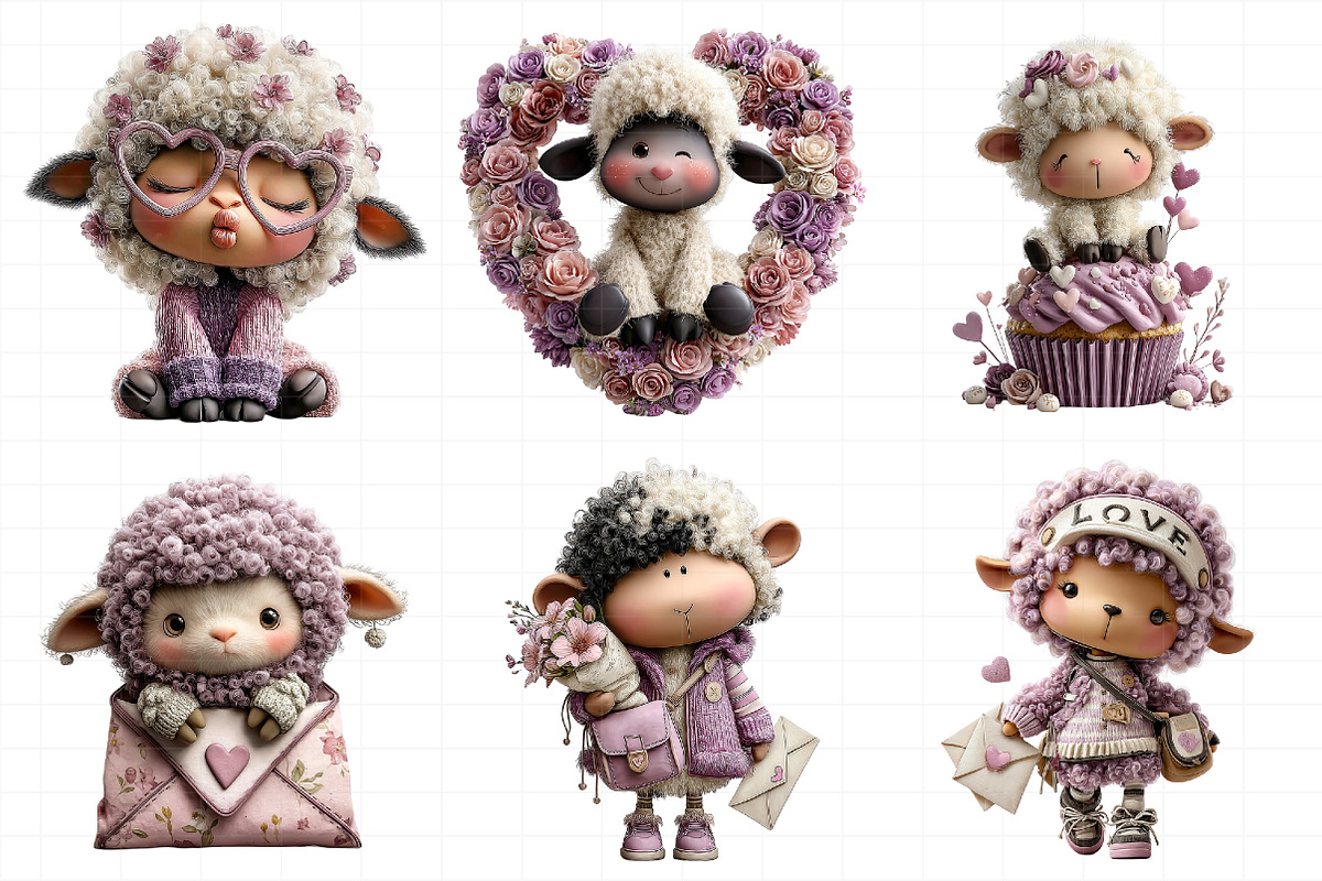 Cute Sheep Clipart Quirky Valentines, an Illustration by Daily.Designs (Photo 5 of 5)