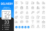 Delivery minimalist outline icon set, an Outline Icon by Icons (Thumbnail 1 of 3)