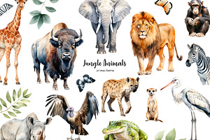 Watercolor Safari Animals Clipart