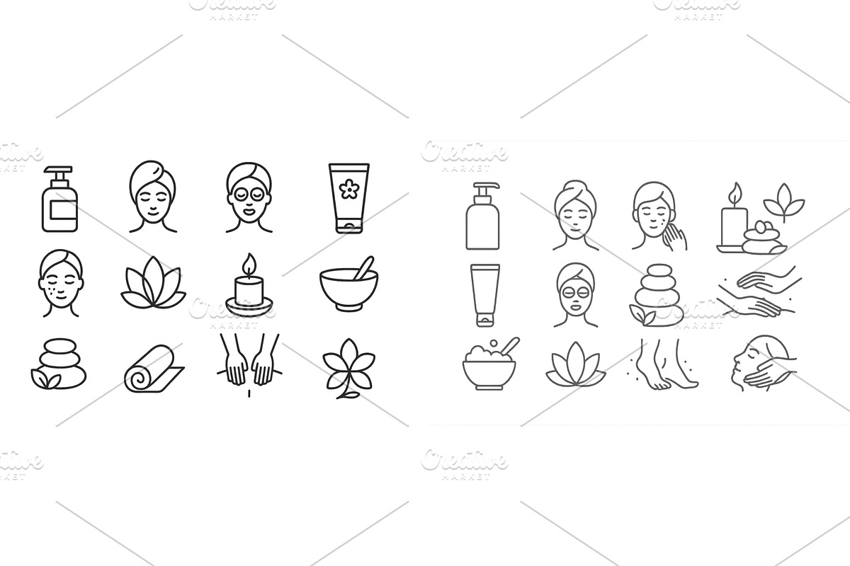 Essential spa and wellness icons, an Object Illustration by ZinetroN
