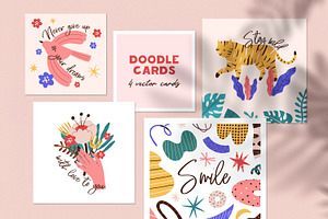 Cute modern doodle cards set, a Decorative Illustration by Good Studio