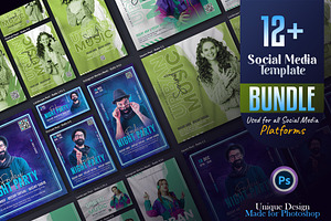 Music Night Party Social Media Set, a Social Media Template by Creative_View