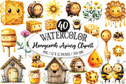 Golden Honeycomb Apiary Clipart, a Seasonal Illustration by Designking (Thumbnail 1 of 5)