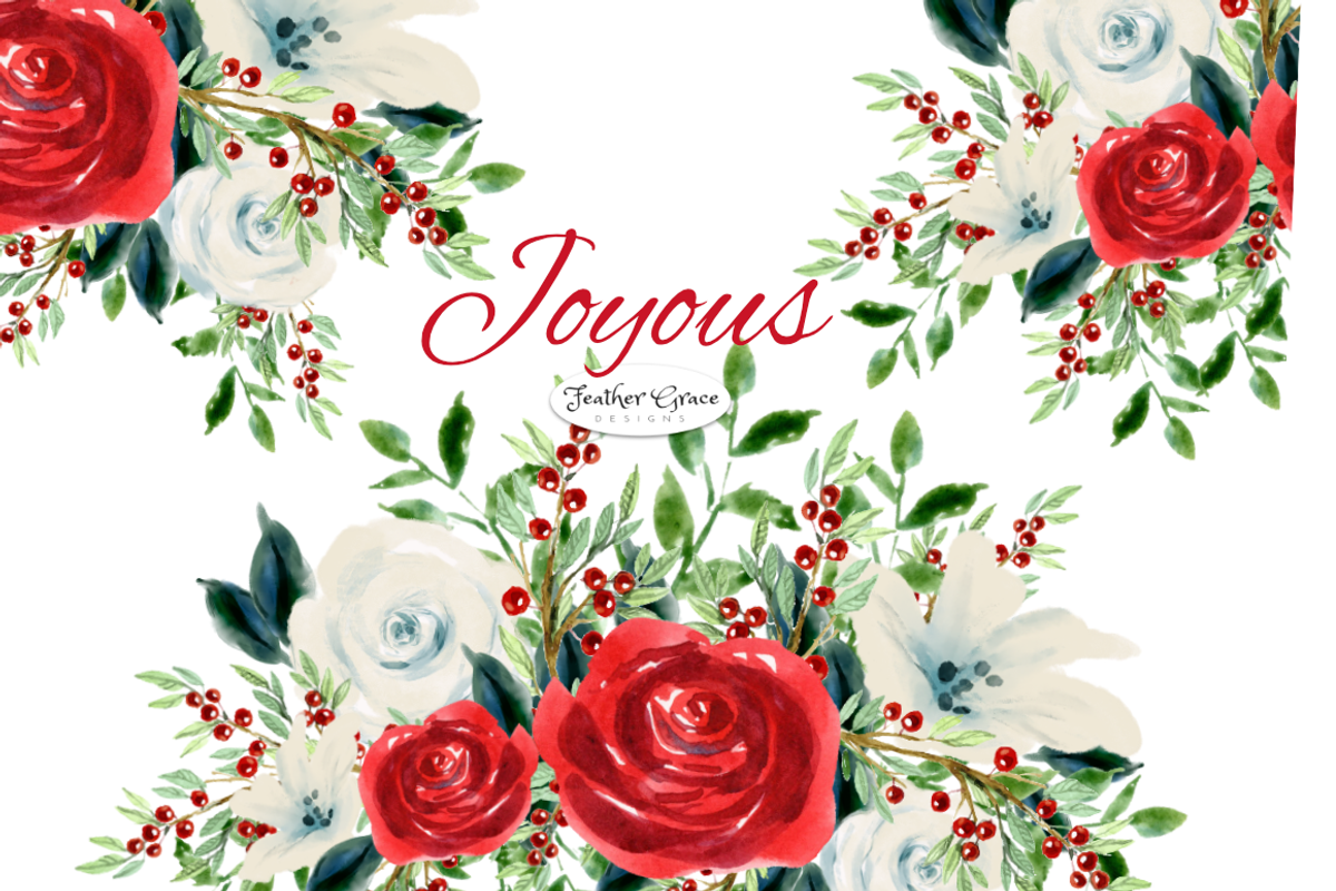 Red Watercolor Flowers & Wreaths, an Illustration by Feather Grace Designs (Photo 1 of 15)