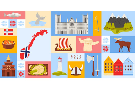 Travel to Norway, geometric, an Object Illustration by Flashvector