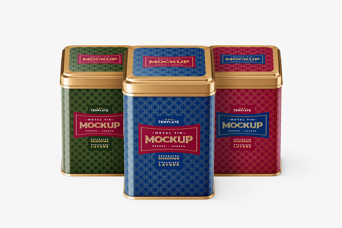 Square Tin Can Mockup Set, a Cups & Container Mockup by Deeplab (Photo 5 of 16)