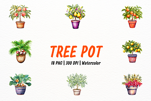 Realistic Tree in Pot Clipart, a Decorative Illustration by New-School-Wave