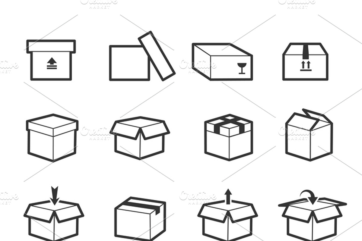 Line box vector icons, an Icon by Microvector