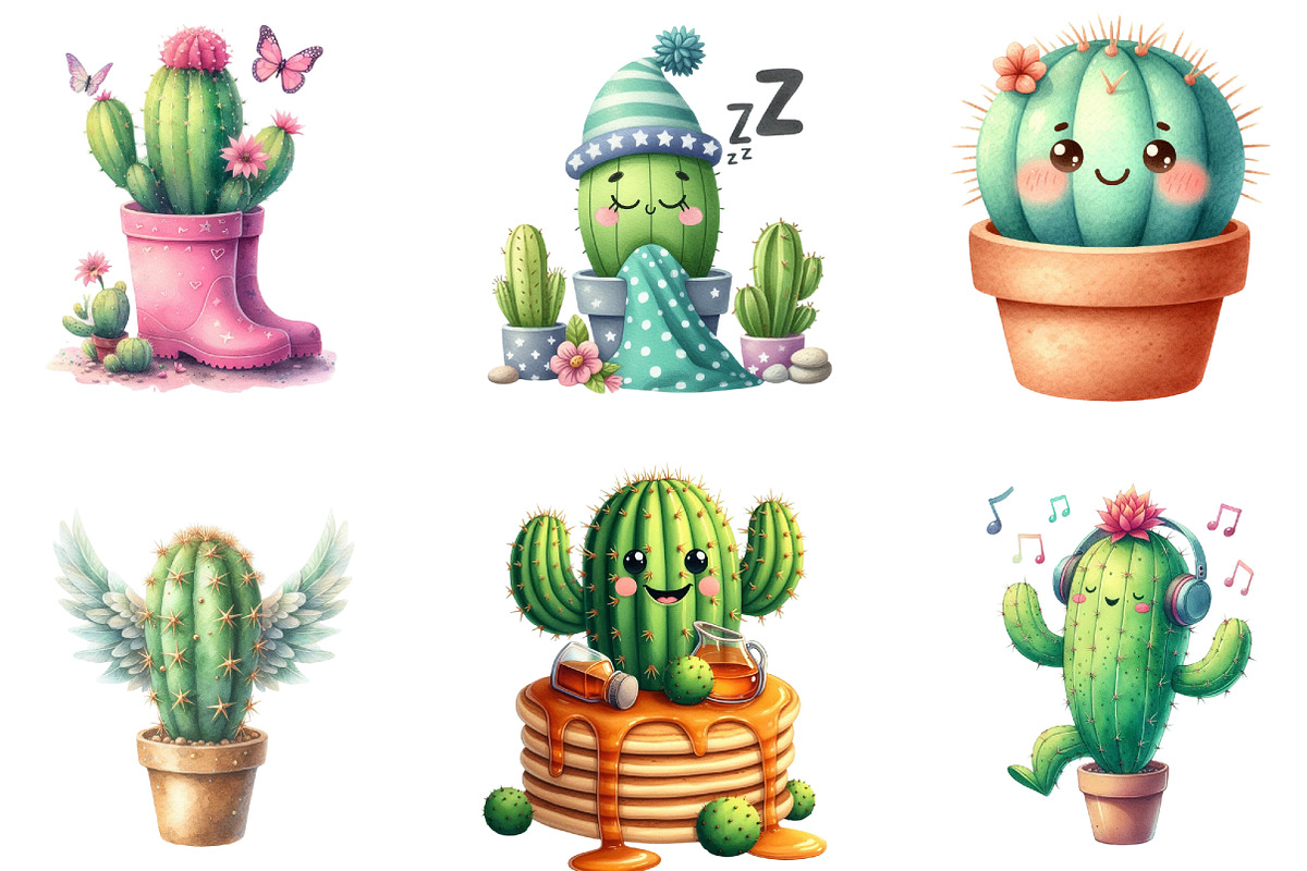 Cute Cactus Clipart, an Illustration by DreamArtGraphic (Photo 4 of 4)