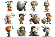 Funny Quirky Easter Boys Clipart, an Illustration by DreamArtGraphic (Thumbnail 2 of 5)