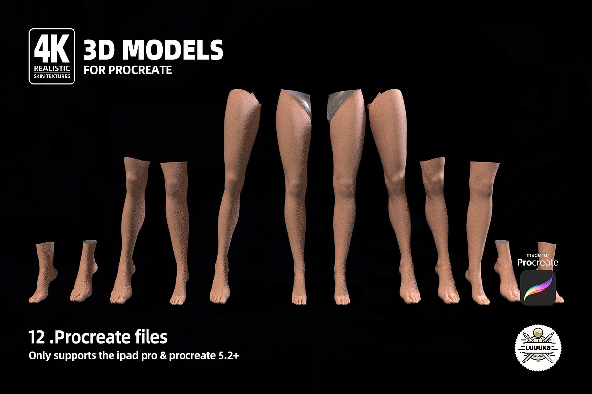 Procreate 3d Models (4K) Leg Female, a Brush Add-On by Luuuka studio (Photo 4 of 5)