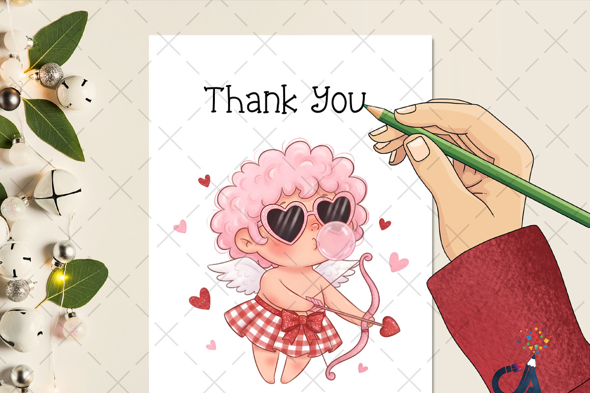 Cute Retro Pink Cupid Png, an Illustration by Creative Art (Photo 4 of 6)