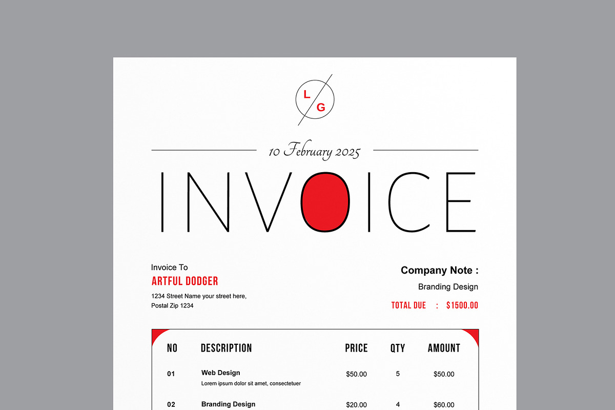 Minimalist Invoice Design, a Stationery Template by MightyDesign (Photo 4 of 8)