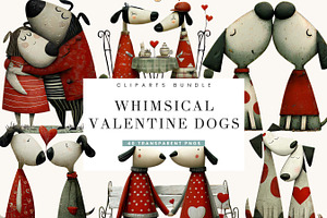 Whimsical Valentine Dog Couple, an Animal Illustration by BusyDaydesign