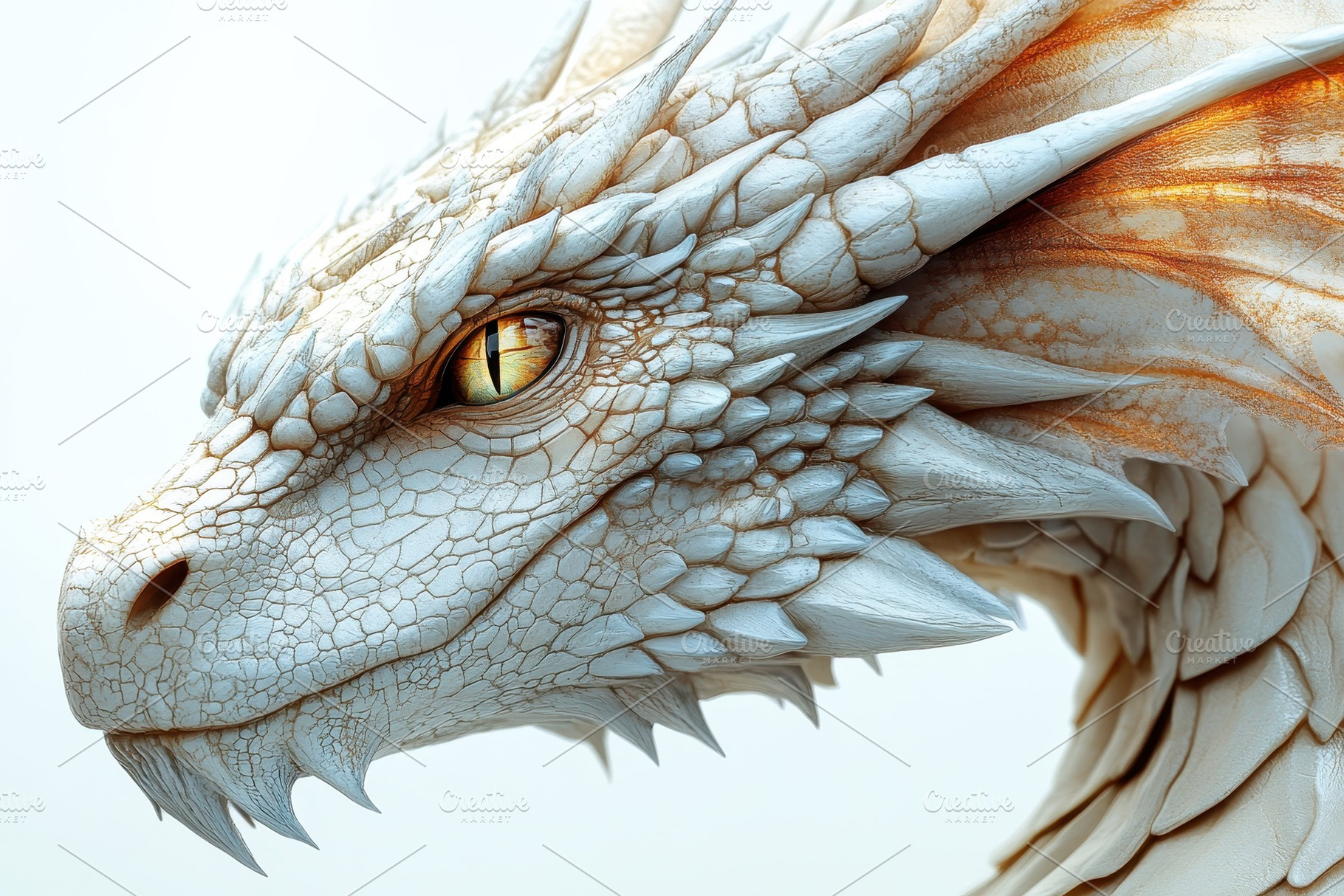 Majestic white dragon with intricate, a Photo by Tanuart