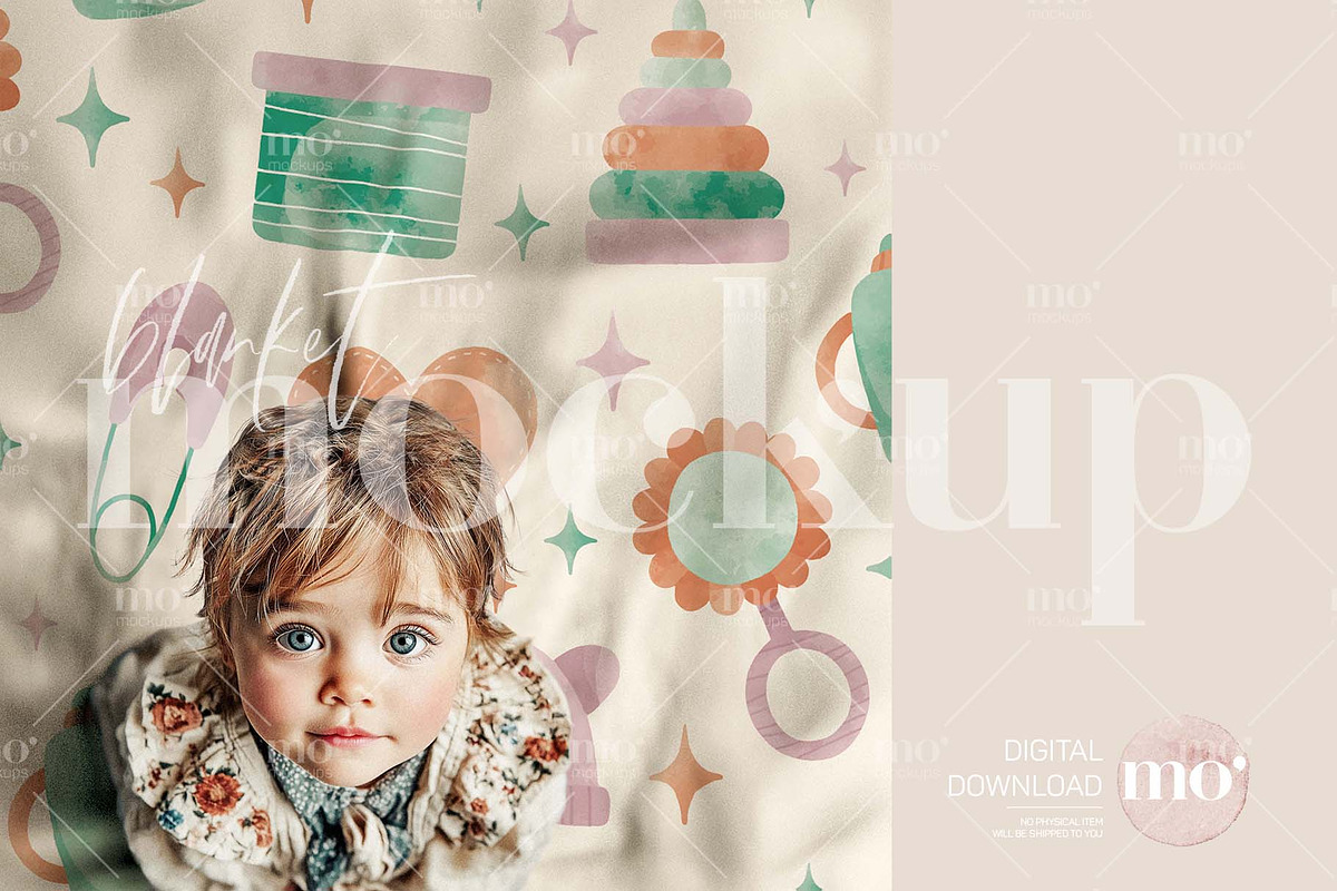 Baby Blanket Mock up, a Product Mockup by MoMockups (Photo 4 of 6)