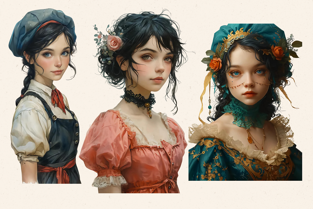 GOTHIC PORTRAIT GIRLS CLIPART PACK, a Person Illustration by Daring Digies (Photo 3 of 5)