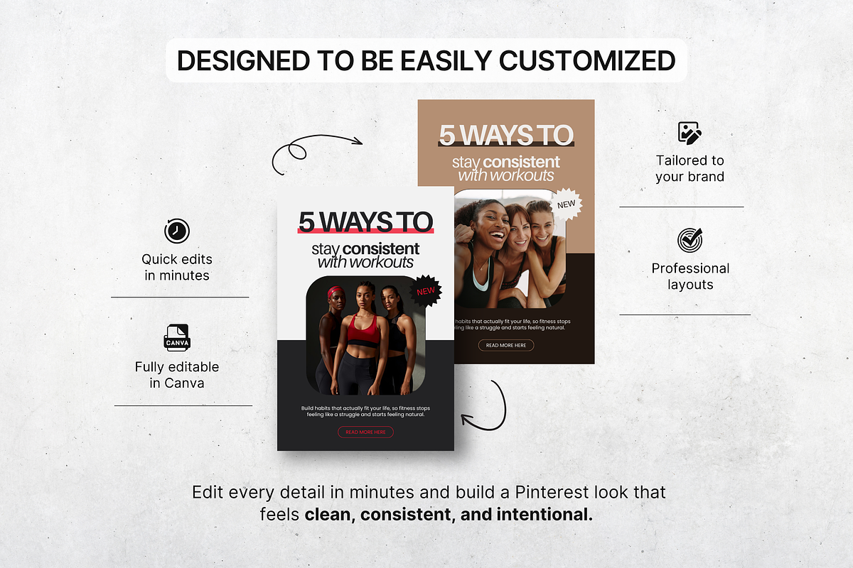 Fitness Gym Pinterest Pin Templates, a Social Media Template by DigiPax (Photo 8 of 11)