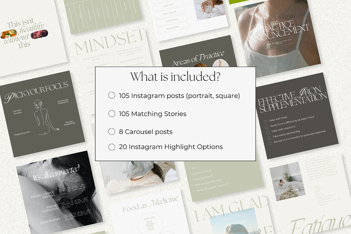 Wellness Instagram Template Bundle, a Social Media Template by digitaldispositions (Photo 2 of 9)