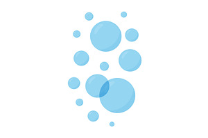 Soft blue bubble. Flat vector water, an Illustration by GraphiShop