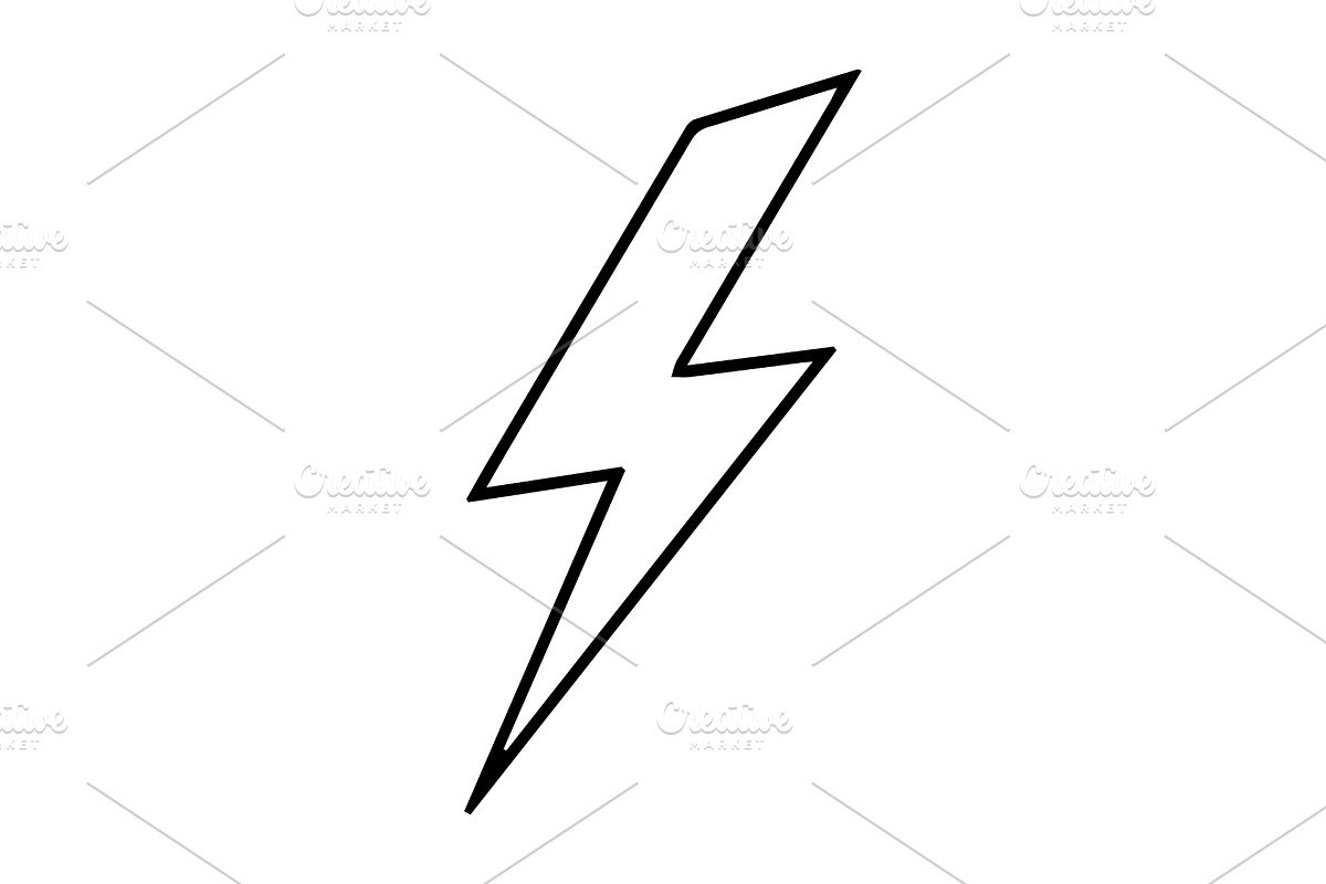 Black lightning bolt icon, an Outline Icon by Nurlan's shop (Photo 1 of 3)