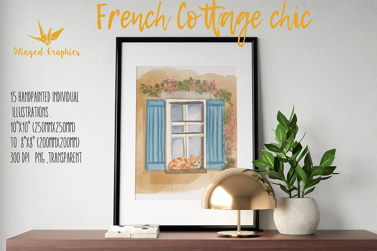 French Cottage Chic Watercolor set, an Object Illustration by Winged Graphics (Photo 4 of 4)