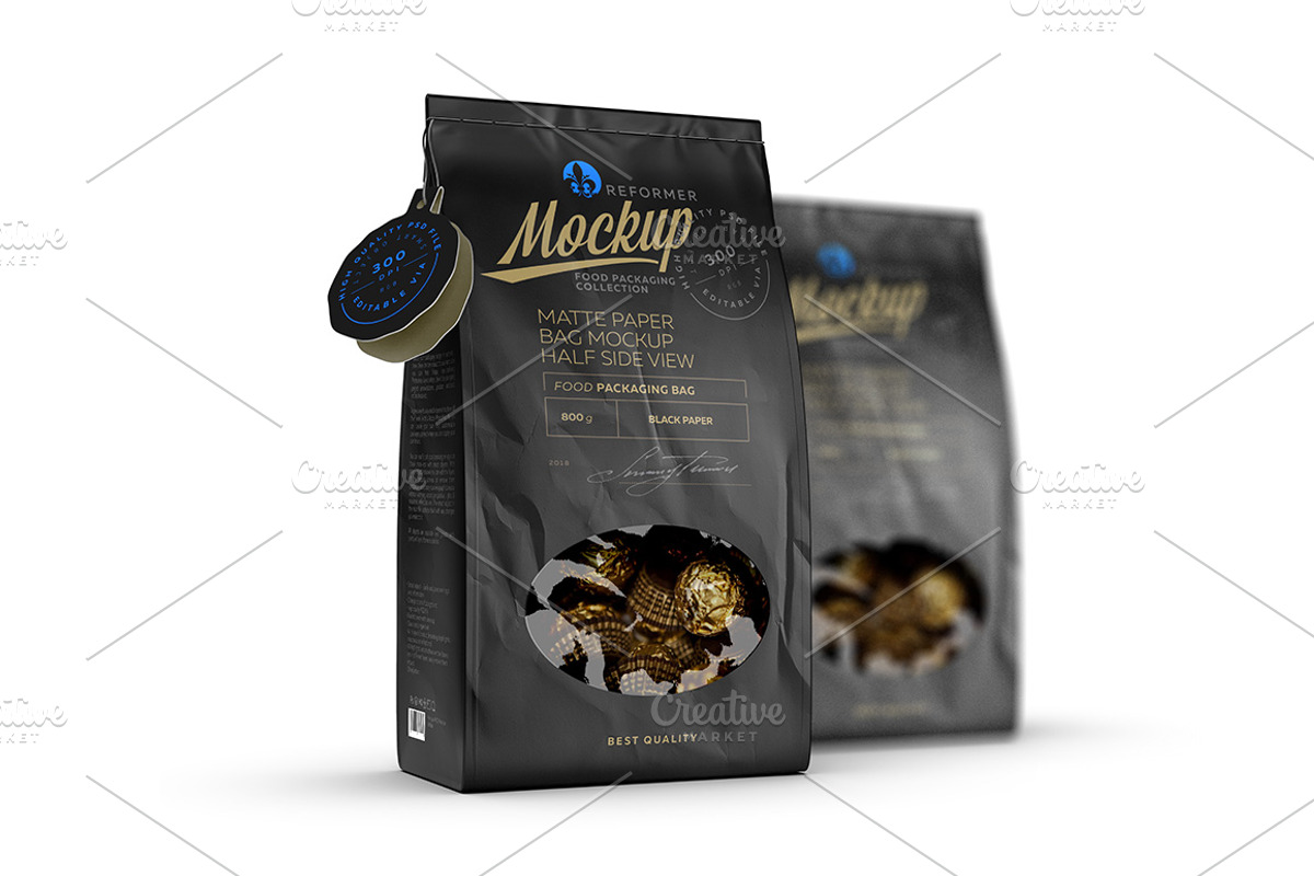 Black Paper Bag With Window Mock-up, a Packaging Mockup by Reformer Mockup (Photo 2 of 7)