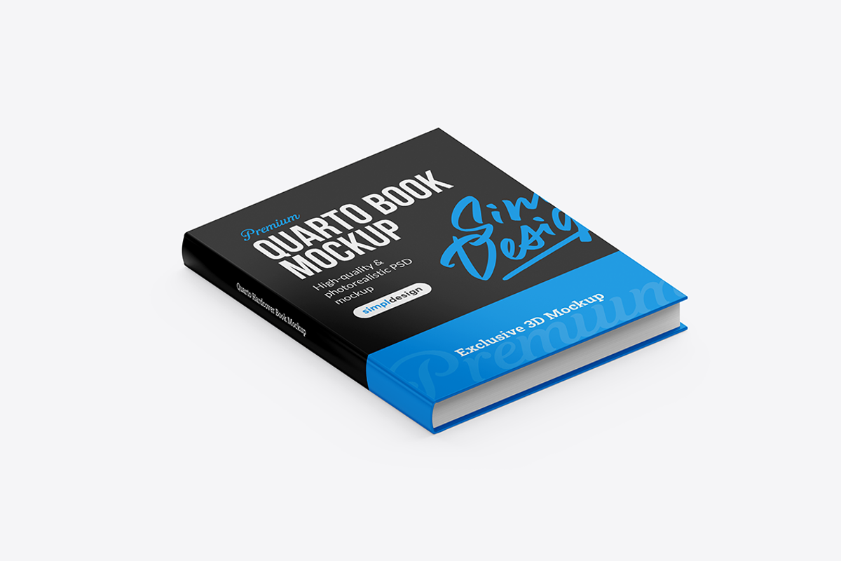 Quarto Hardcover Book Mockup, a Books & Magazine Mockup by SimplDesign (Photo 5 of 13)