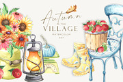 Watercolor Autumn in the Village, an Illustration by GevelStudio (Thumbnail 1 of 9)