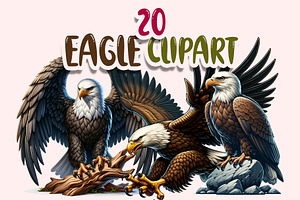 Eagle Clipart PNG Bundle, an Illustration by M9 Design