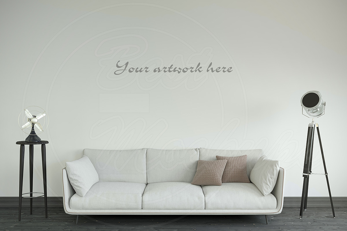 Blank wall modern interior mockup, a Print Template by BestMockups