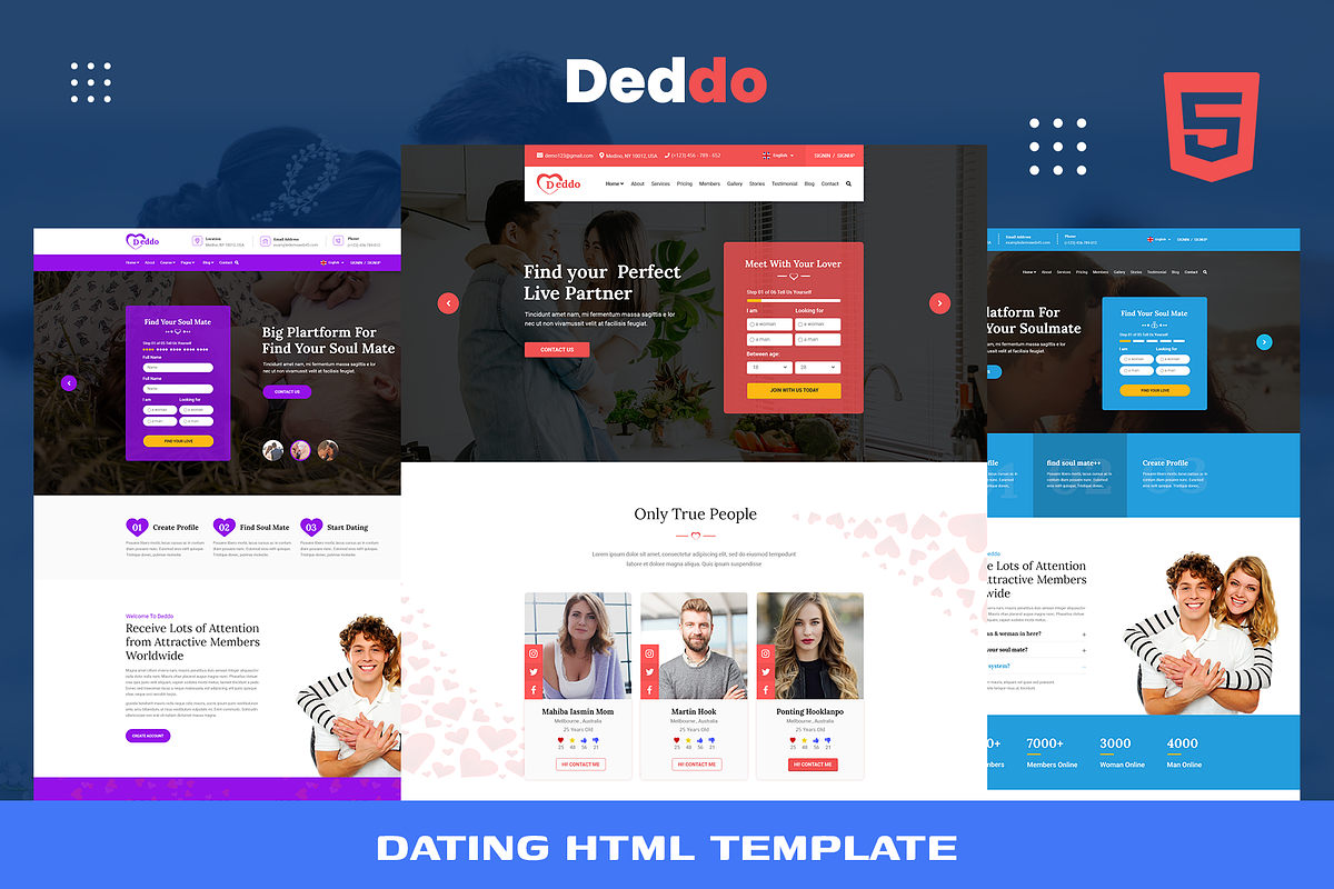 Deddo - Dating  HTML Template, a HTML Template by THESOFTKING (Photo 1 of 2)