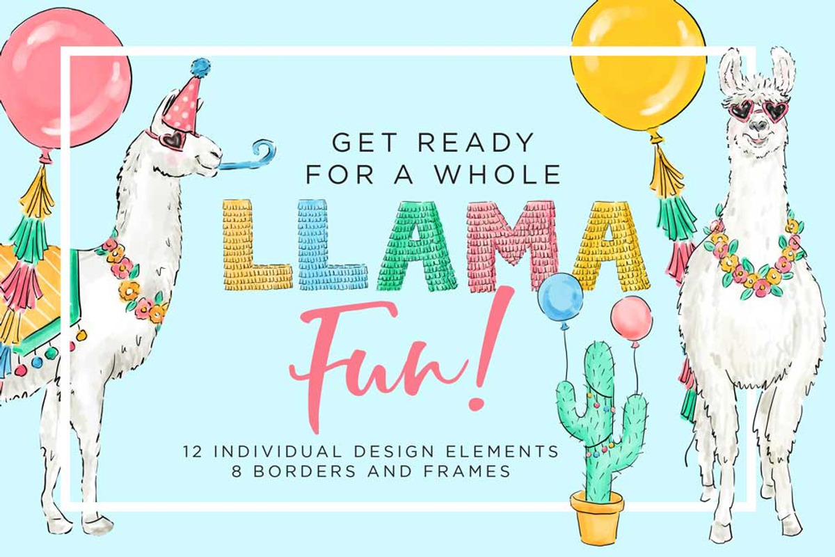 Llama Party Design Elements, an Illustration by Relish Designs (Photo 5 of 5)