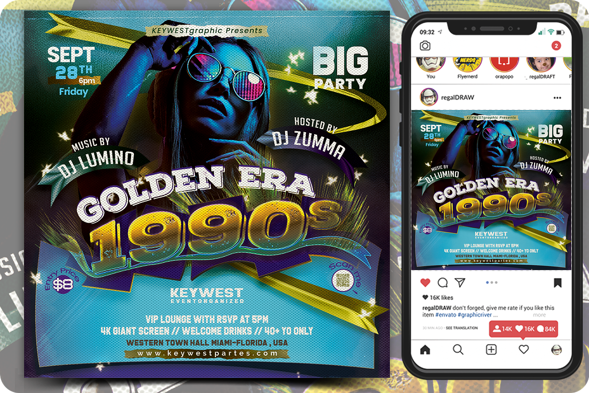 Golden Era Party Flyer, a Flyer Template by regalDRAW (Photo 1 of 3)