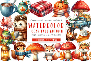 Kawaii Cozy Fall Autumn Clipart, an Illustration by CreationArt