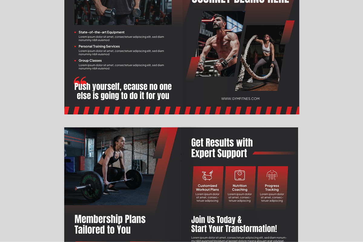 Red Gym Sport Bifold Brochure, a Brochure Template by Annora Studio (Photo 2 of 6)