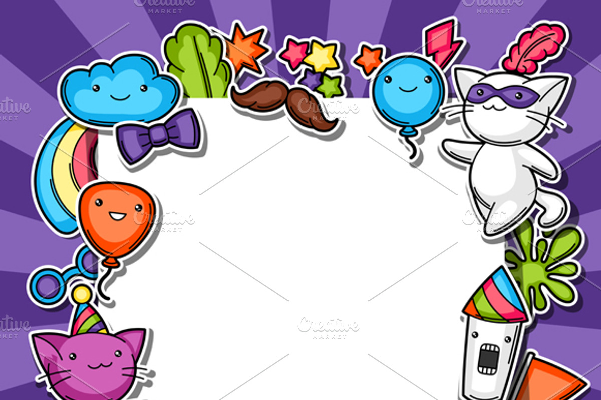 Carnival party kawaii backgrounds., a Card Template by incomible (Photo 1 of 3)
