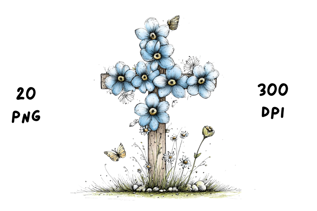 Whimsical Easter Cross Floral Spring, a Seasonal Illustration by GiraffeCreative (Photo 8 of 20)