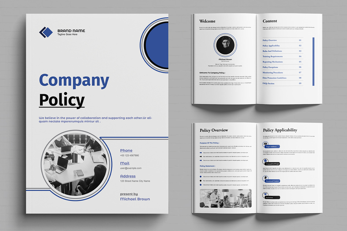 Company Policy Brochure Layout, a Brochure Template by MightyDesign (Photo 1 of 6)