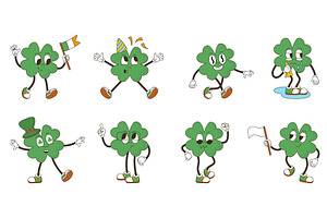 Groovy green clover. Green shamrock, an Object Illustration by Valerie Bodnar