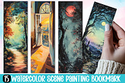 Watercolor Scene Painting Bookmark, an Illustration by Canvas Craft (Thumbnail 1 of 3)