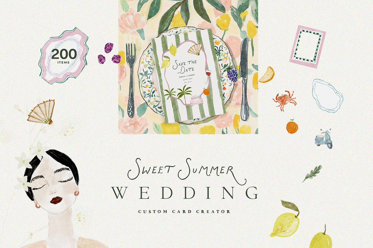 Handmade Wedding Watercolor & Frames, an Object Graphic by Laras Wonderland (Photo 1 of 11)