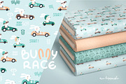 Bunny Race - Vector Pattern & Prints, a Pattern Graphic by Brzozowska (Thumbnail 1 of 8)