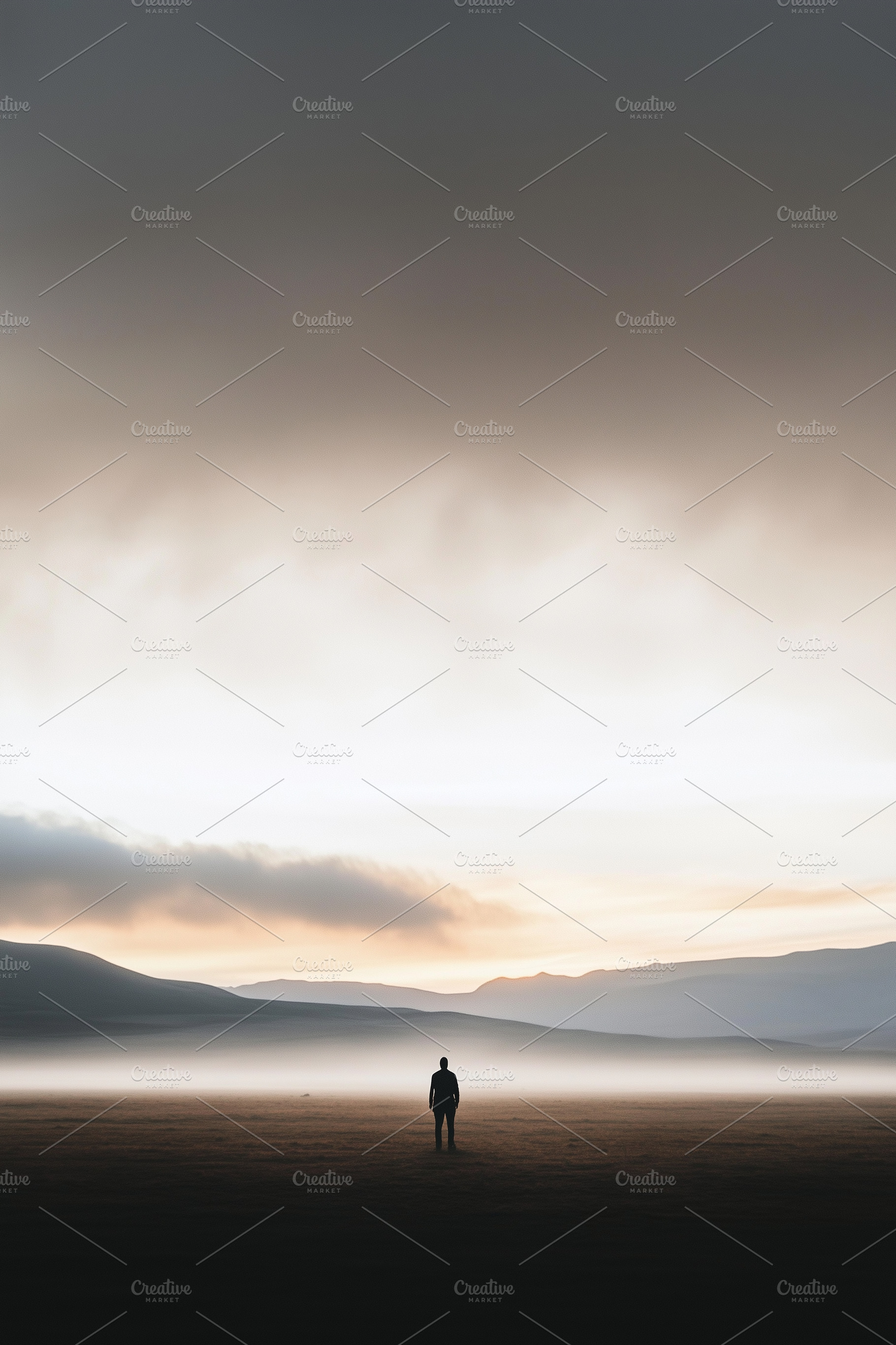 A lone person stands in a misty land, a Nature Photo by MistyDay