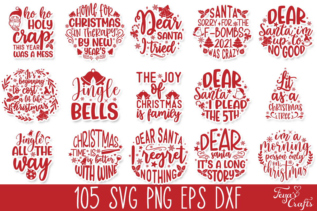 Huge Christmas Quotes Bundle, an Illustration by Anastasia Feya (Photo 5 of 10)