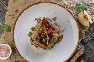 Foie gras on crispy toast bread, a Photo by Grafvision photography