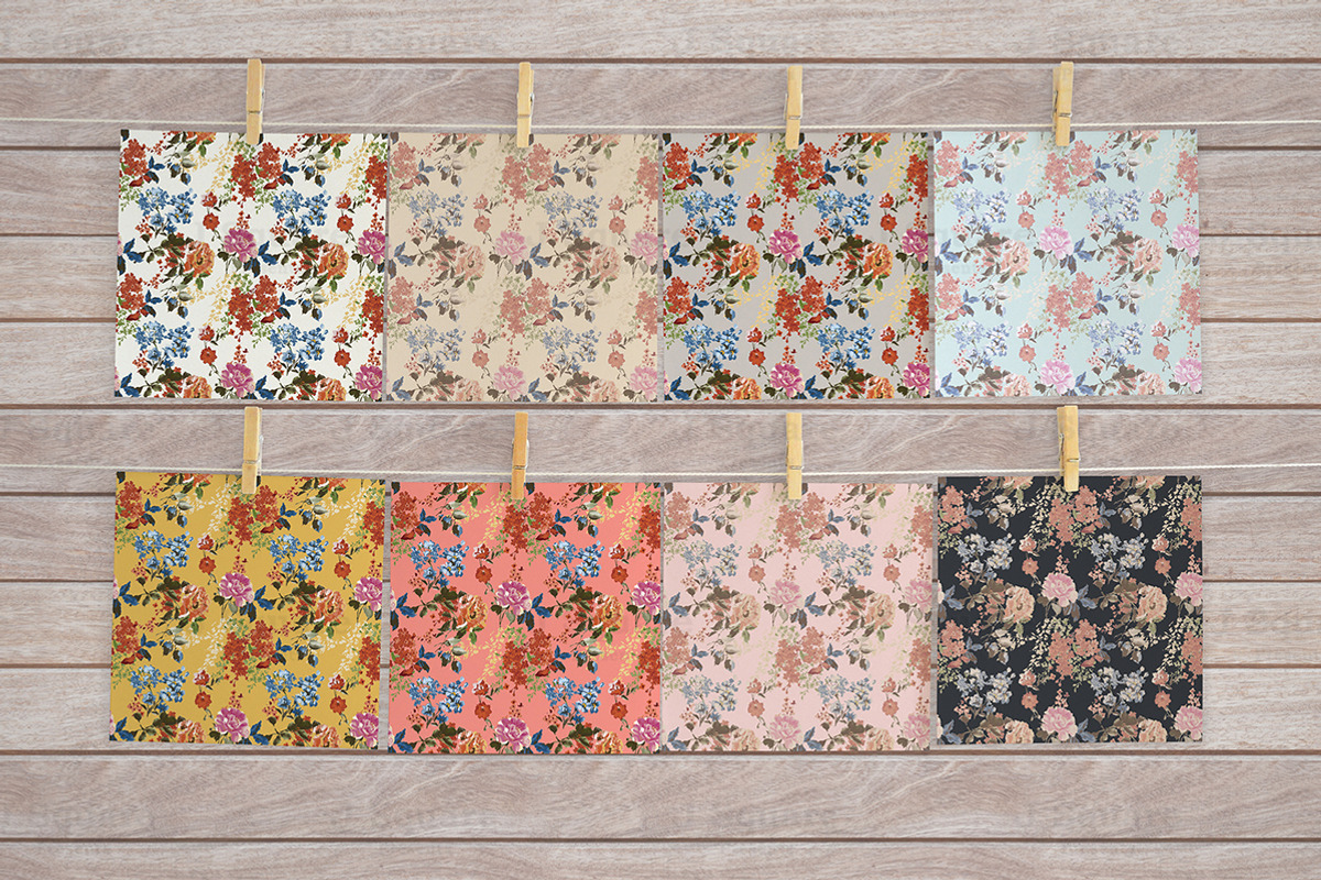 Vintage Floral Digital Paper preview 4