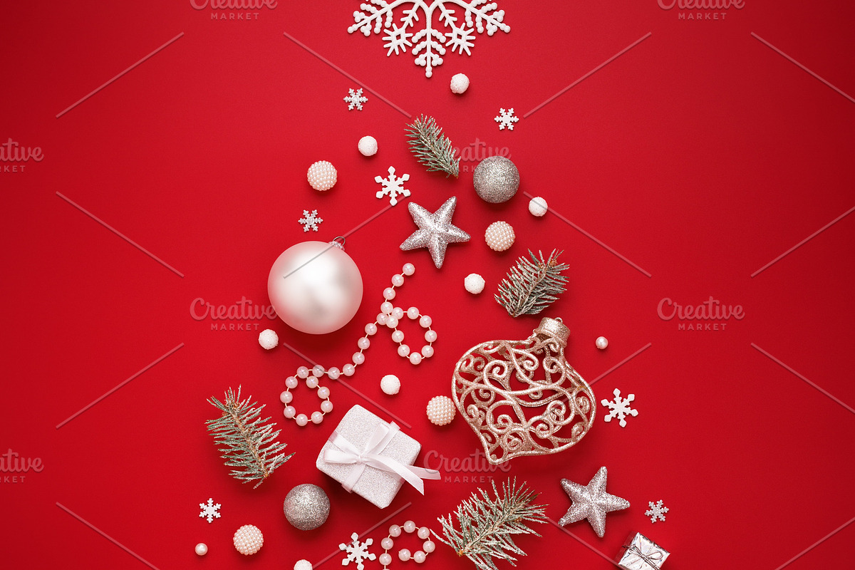 Christmas tree symbol on red, a Holiday Photo by Julia Manga (Photo 2 of 2)