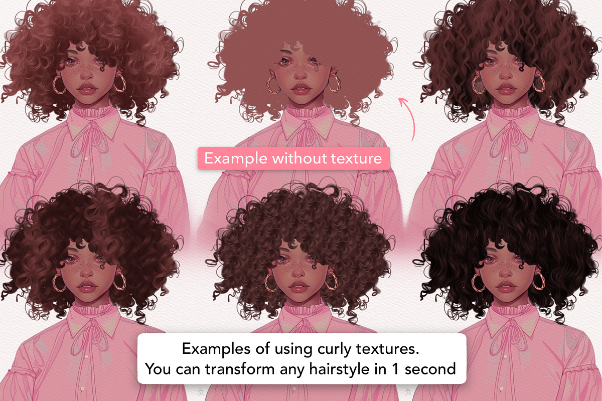 Procreate Hair Braids curly brushes, a Brush Add-On by Revabrush (Photo 4 of 10)