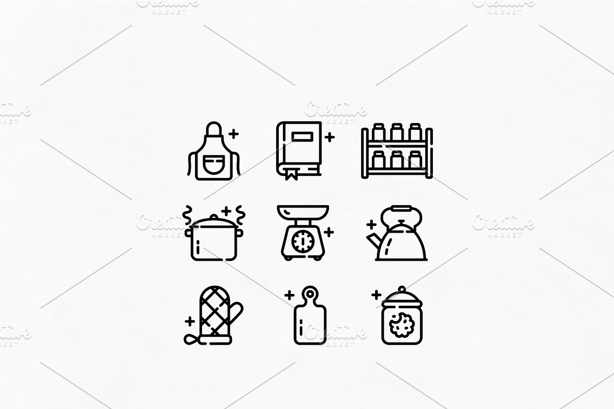 Cozy Kitchen Line Icons, an Outline Icon by Lyolya Profitrolya (Photo 2 of 2)